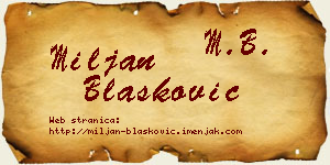 Miljan Blašković vizit kartica
